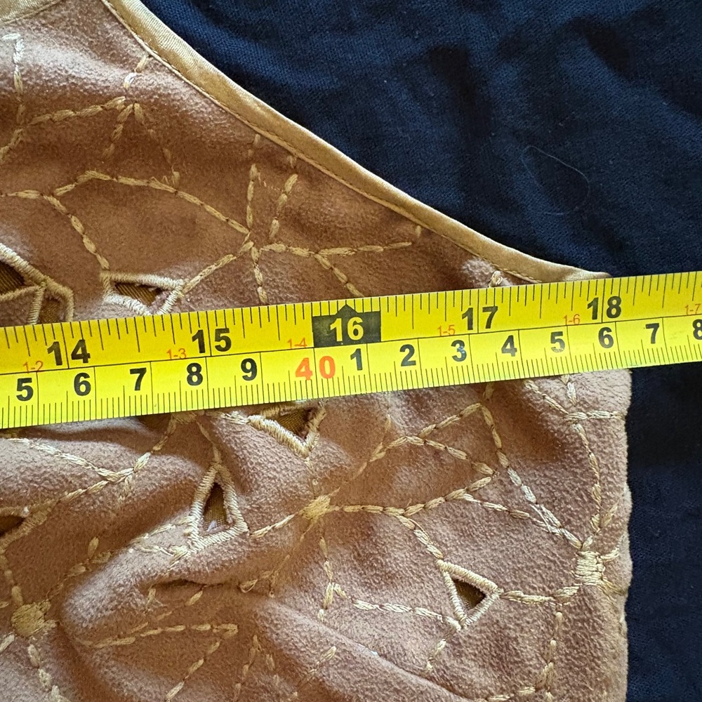 Brown Eyelet Lace-Up Suede-Look Spaghetti Strap Camisole - Picture 11 of 15